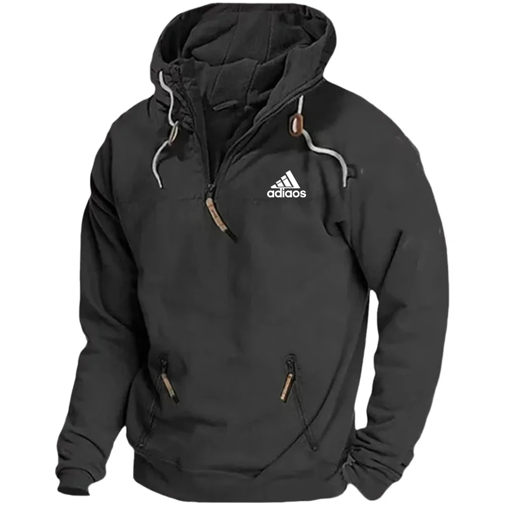 

Casual hoodie with letter print zipper decoration pocket drawstring hoodie, casual and fashionable street style