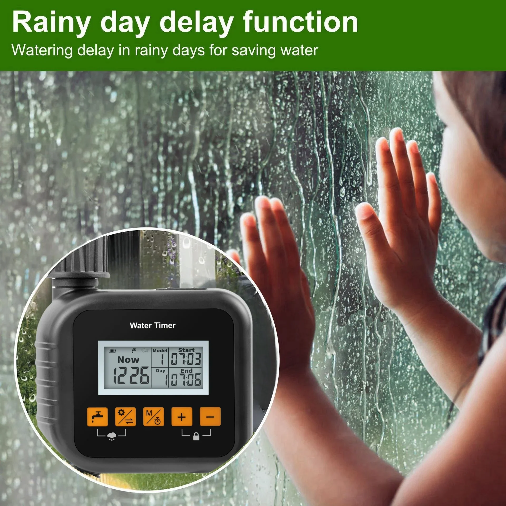 Rain‑Sensing Automatic Garden Water Timer,Programmable Waterproof Digital Hose Irrigation Controller for Lawn Plants