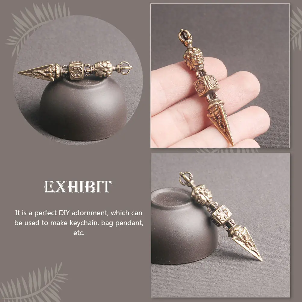 

2 Pcs Brass Keychain Pendants Retro DIY Craft Materials Durable Decorative Vintage Ring King Pendant Jewelry Accessories