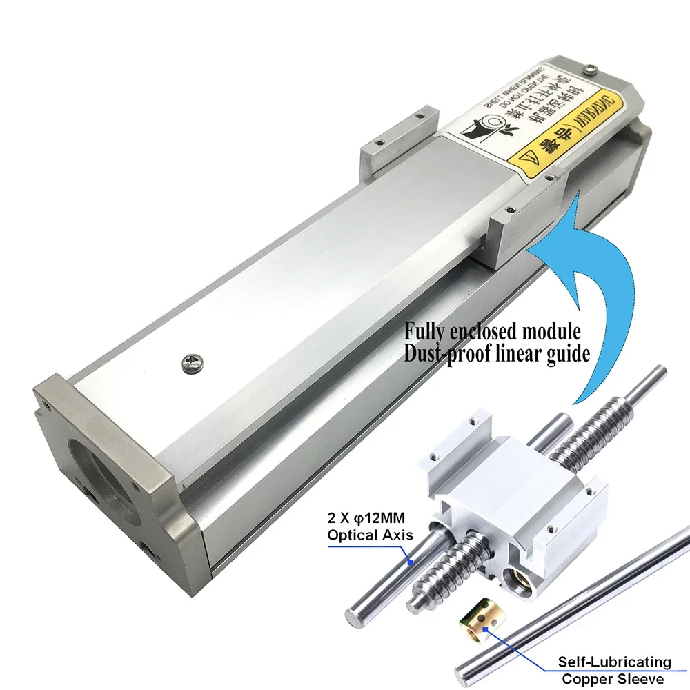 Imagem -03 - Módulo Totalmente Fechado 80 mm Largura Cnc Capa de Poeira Mesa Deslizante Estágio 100600 mm Curso para Nema 23 Stepper Moto60 Servo Motor