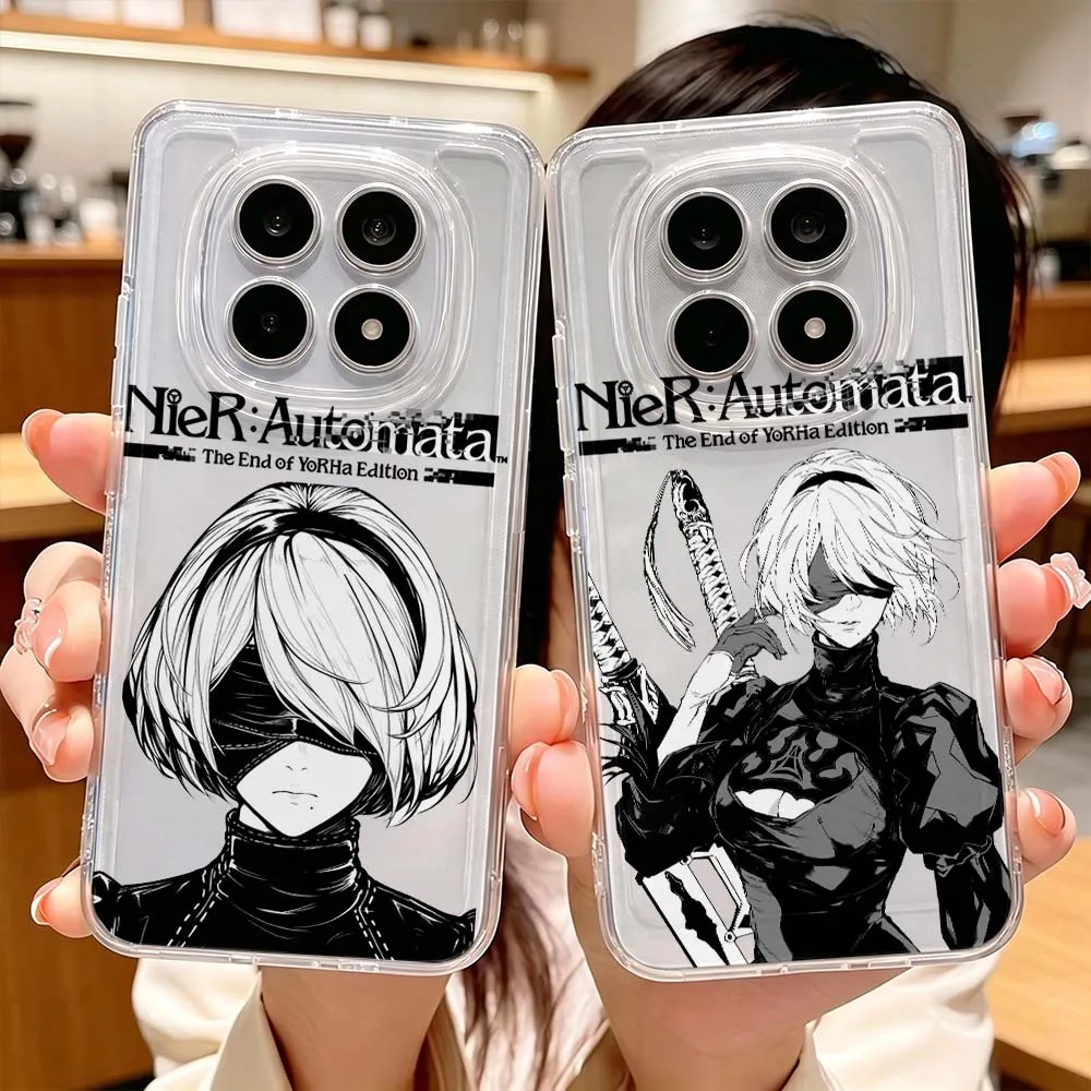 NieR Automata Anime Cover For Xiaomi POCO X7 X6 X5 F7 F6 F5 F4 M8 M6 C85 C71 Pro Protective Transparent Phone Case