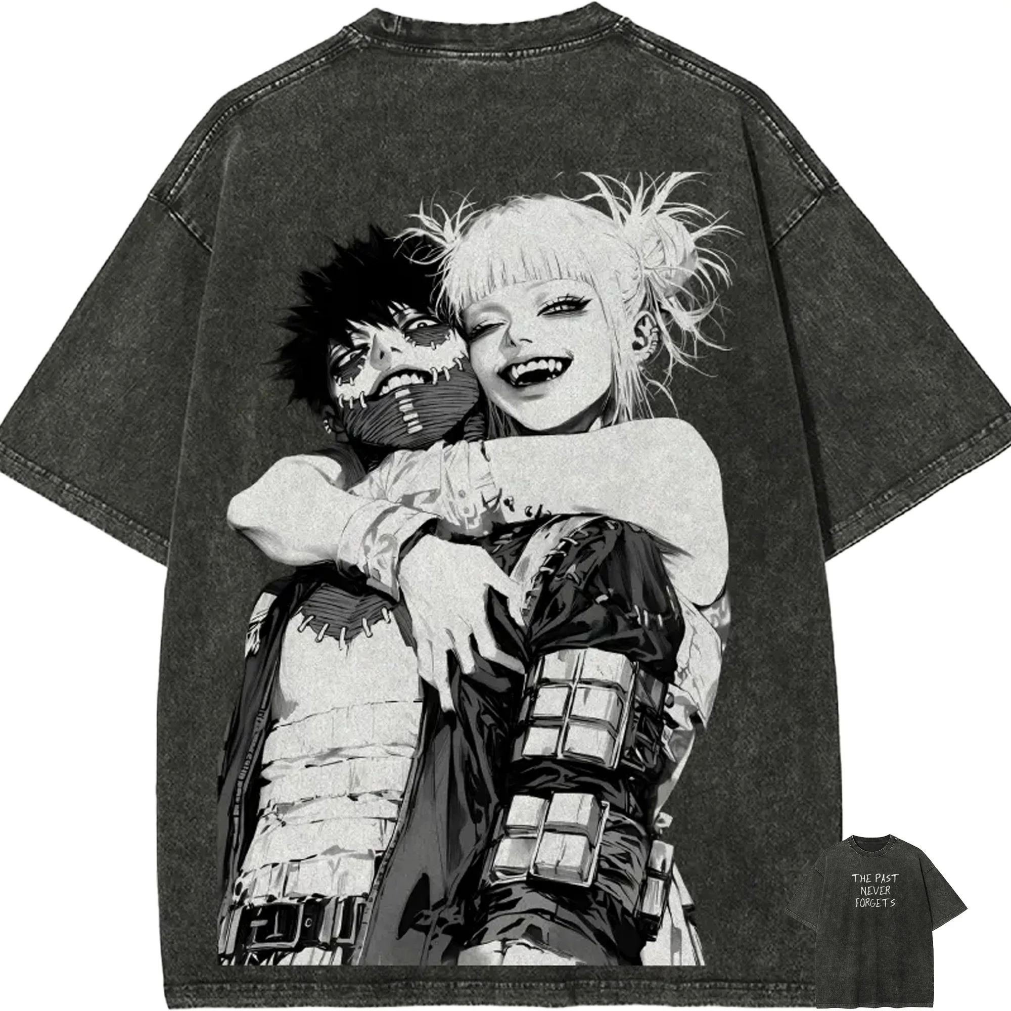 Dabi Himiko Toga T-Shirt My Hero Academia Herren Acid Wash Anime Grafik Baumwolle Streetwear League of Villains Manga Vintage Tee