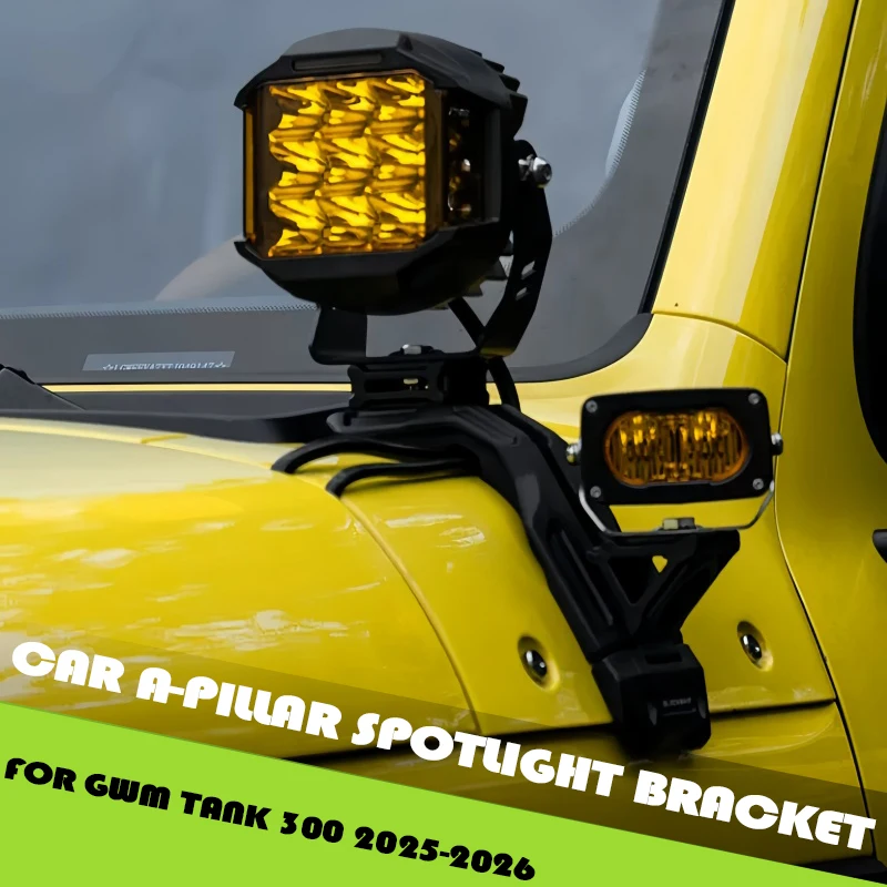Car A-pillar spotlight bracket Fit for GWM Tank 300 2025-2026 Modified Car Hood-Mounted Auxiliary Light Bracket upgrade parts