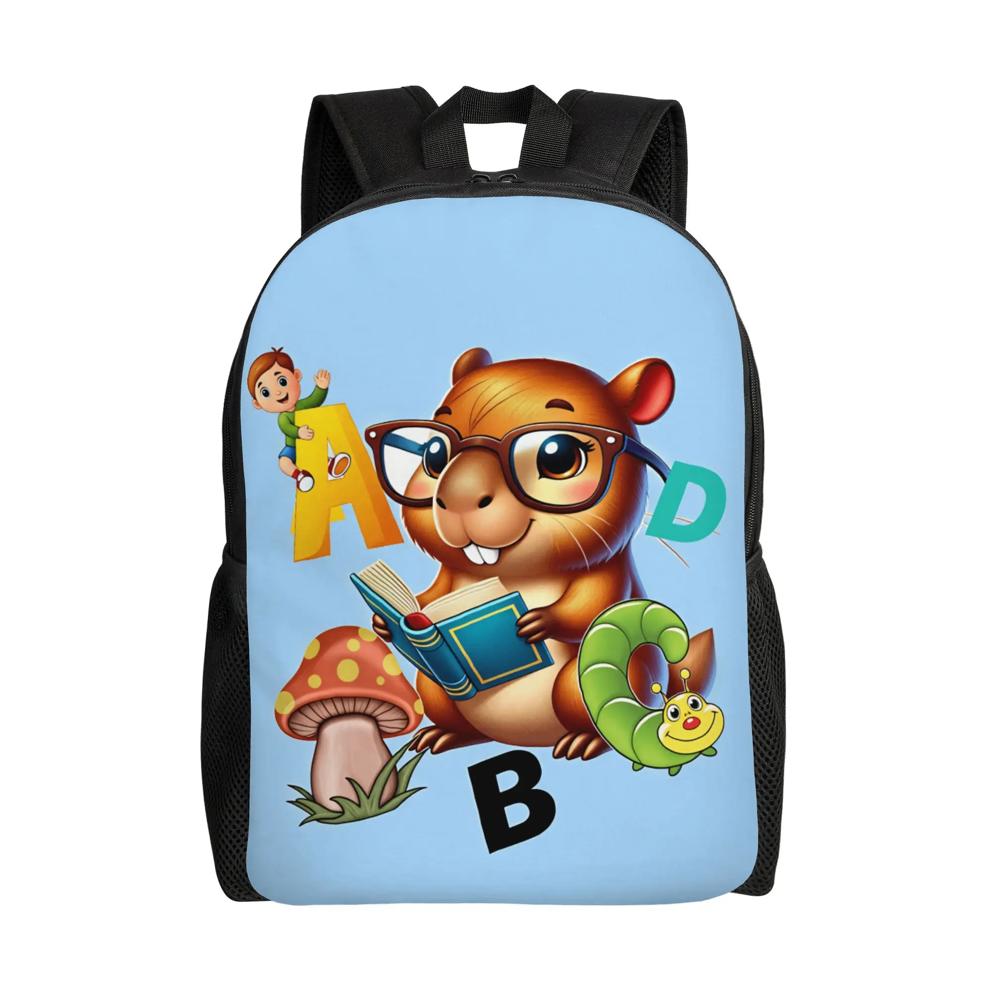 Smart Capybara Glasses Reading Book Backpack Men  Lightweight Backpacks Polyester Elegant School Bags Travel Colorful Rucksack
