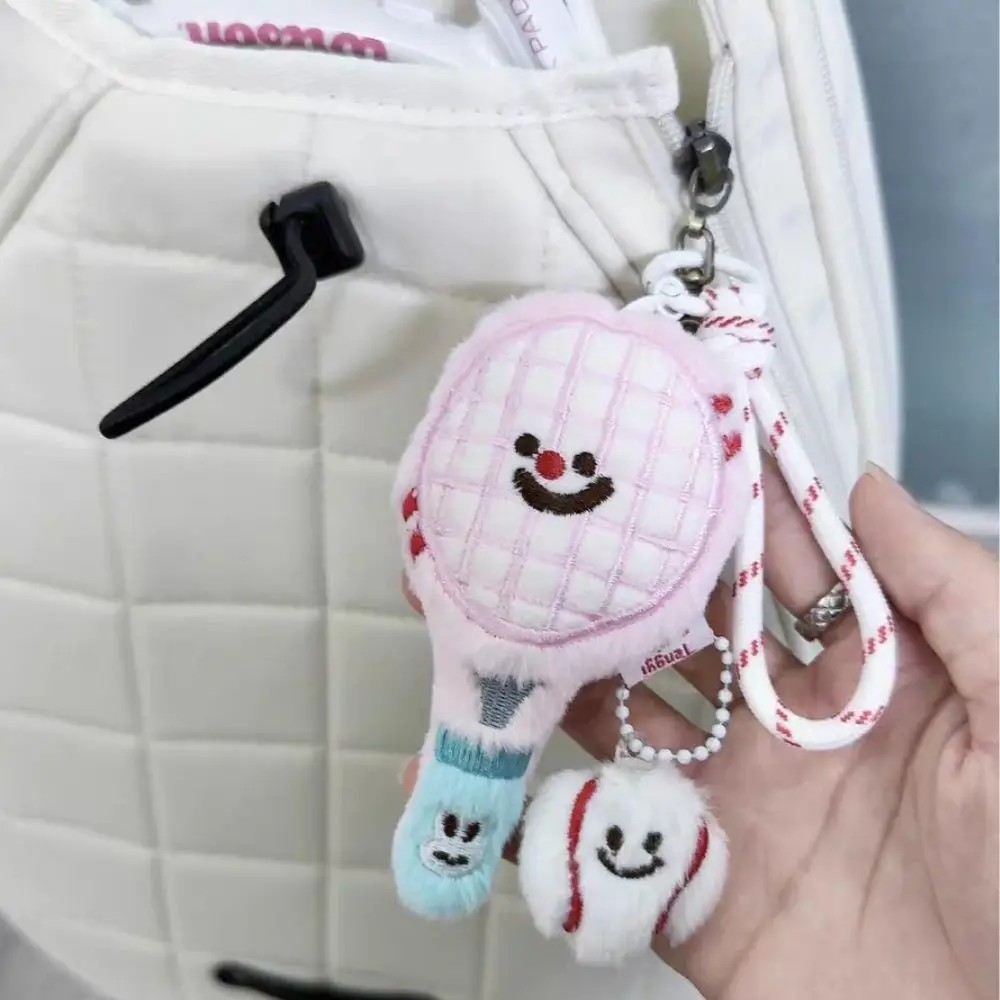 

Keychain Pendant Tennis Racket Doll Backpack Versatile Hanging Rope Pendant Badminton Bag Doll Ornament Plush Bag Couple's Gifts