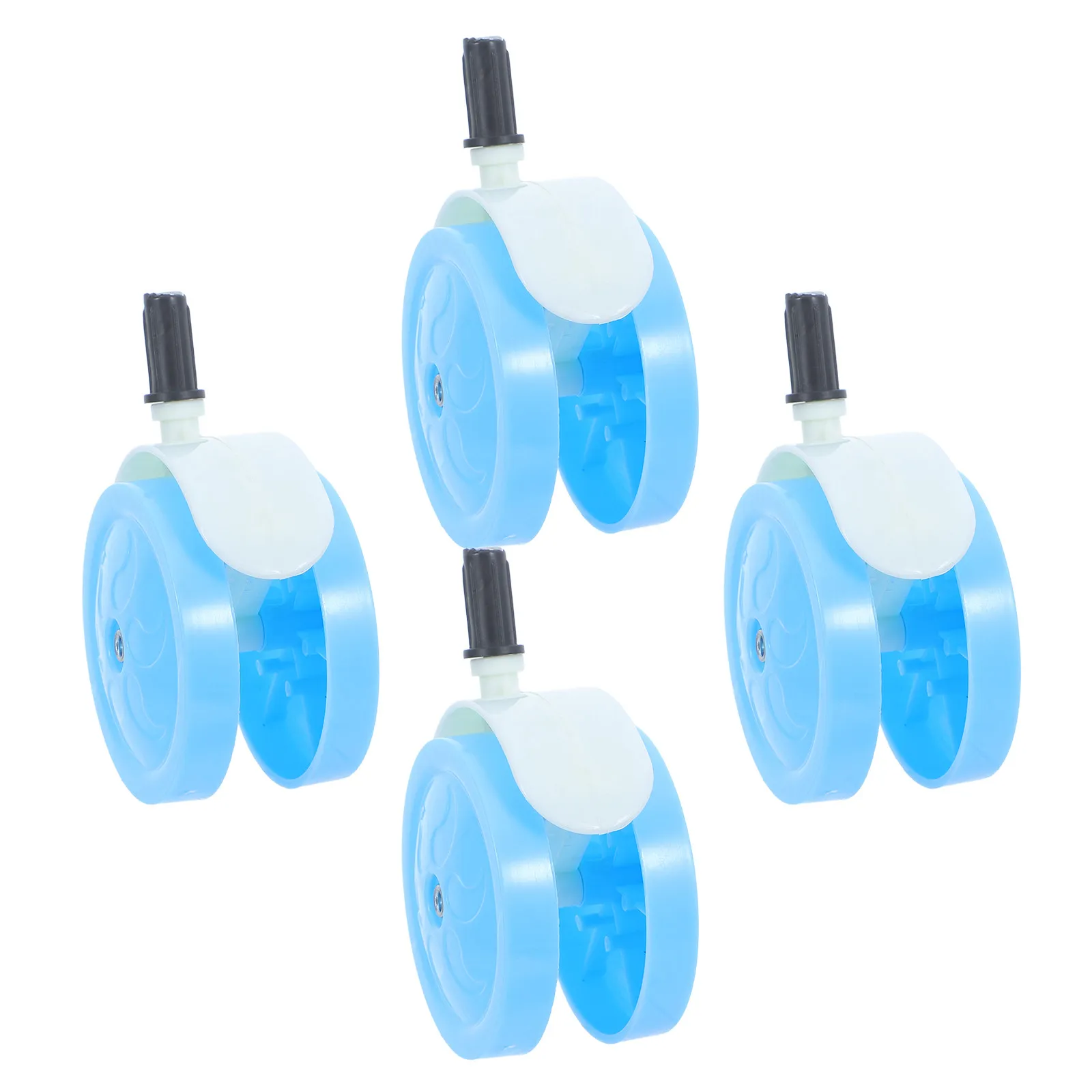 4Pcs Baby Stroller Wheel Replacement Plastic Universal Swivel Push in Straight Insert Easy Install Blue Back Wheels Walker