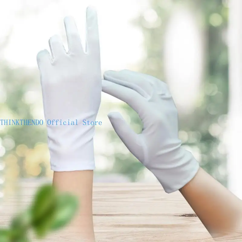 

652F 2pcs Thickened Stretchable Lining Gloves Solid Color Women's Jewelry Mittens for Business Professionals and Event