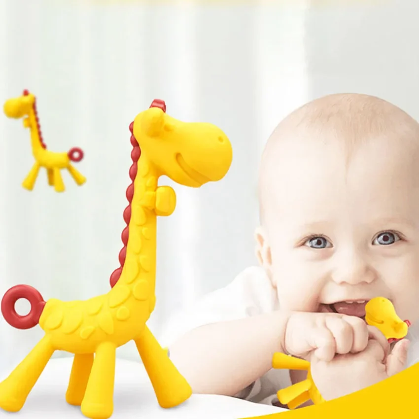 1PCS Baby Silicone Teething Training Toothbrush BPA Free Giraffe Shape Safe Toddle Teether Chew Toys Teethers Soothe Babies Gums