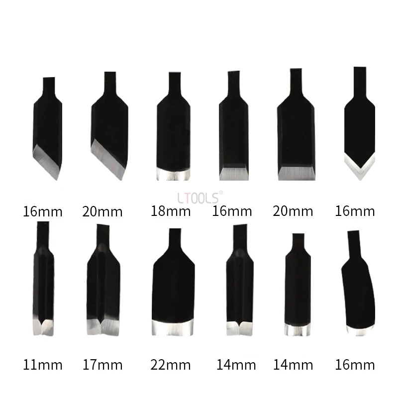 

12pc/set Carving Blades Woodworking Power Carving Chisel Specific Blades Carbon Steel Blade Knife for Electric Carving Machine