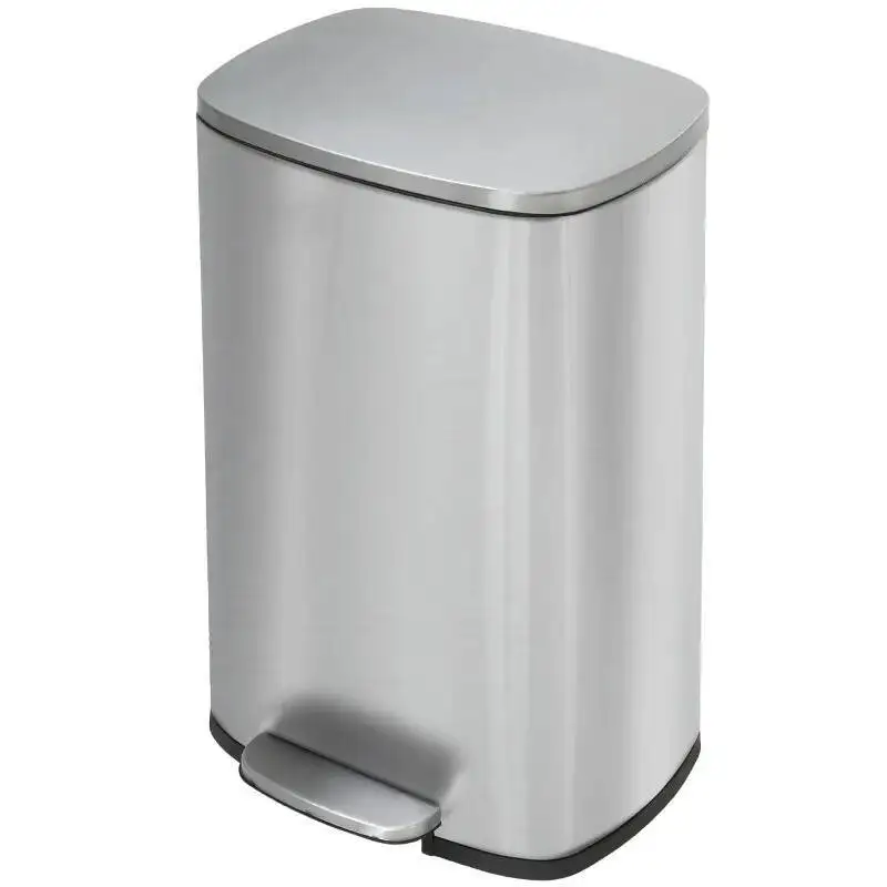 

13 Gallon 50L In Home Kitchen Stainless Steel Recycling Bin Lid Removable Inner Bucket Foot Pedal Soft Close