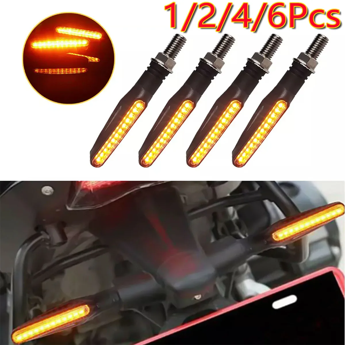 

1/2/4/6Pcs Motorcycle Indicators LED Turn Signal Flowing Water Lights Amber Blinker Yellow Lamps Accessory For Dirt Bike Sport