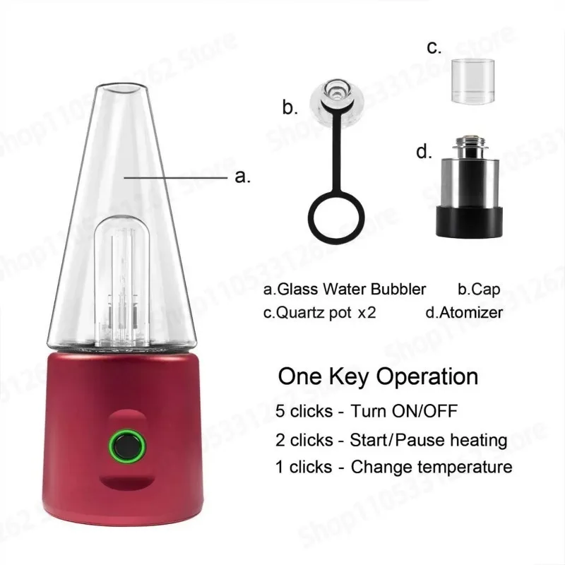 Smart Temperature Control Glass Hookah Dry Baking Electronic Pipe One Key Operation Replaceable Core Charcoal Free Eco Friendly