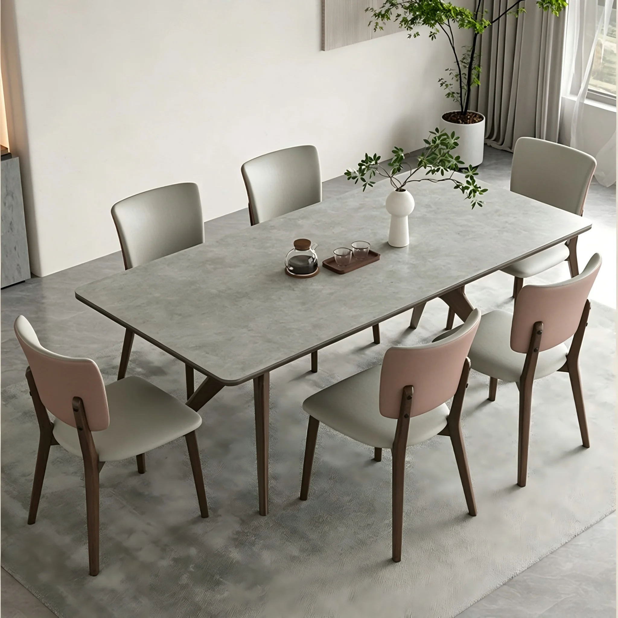 gl-Dining Room Furniture Set 6 Seats of 4 for Tablet and 2026 Chair European Sintered Stone Outdoor Luxury Wooden Modern Dining(