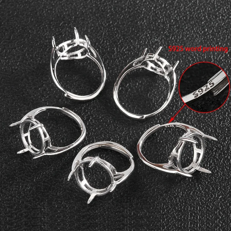 Silver Color Adjustable Blank Ring Base Fit Glass Cabochons Cameo Setting For DIY Ring Jewelry Making Accessories
