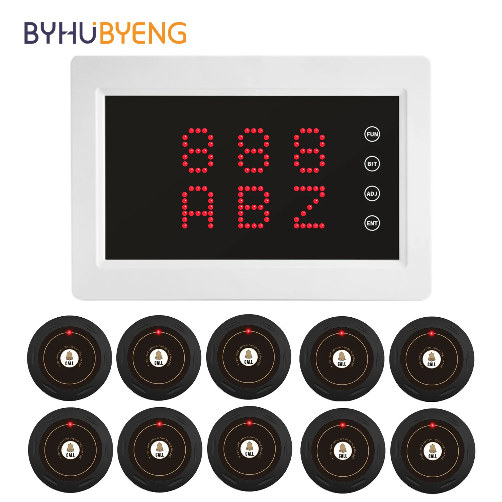 BYHUBYENG Wireless Calling System Restaurant Pager System Display + Calling Buttons for Restaurant Nursing Home Clinic Caregiver