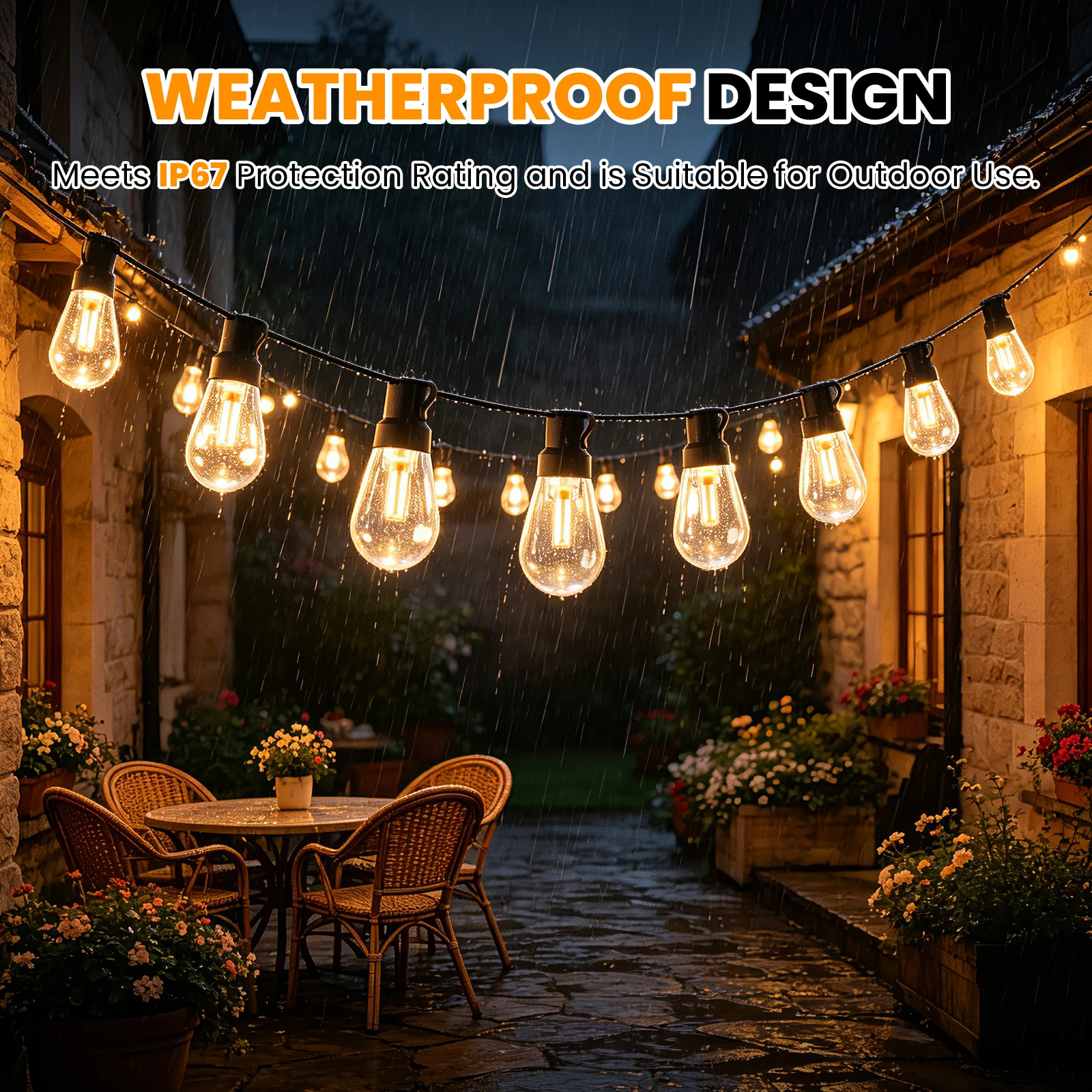 Outdoor Solar String Lights Waterproof Edison Bulb Christmas Garland,Garden,Terrace,Balcony,Camping,Party Retro Decor Fairy Lamp