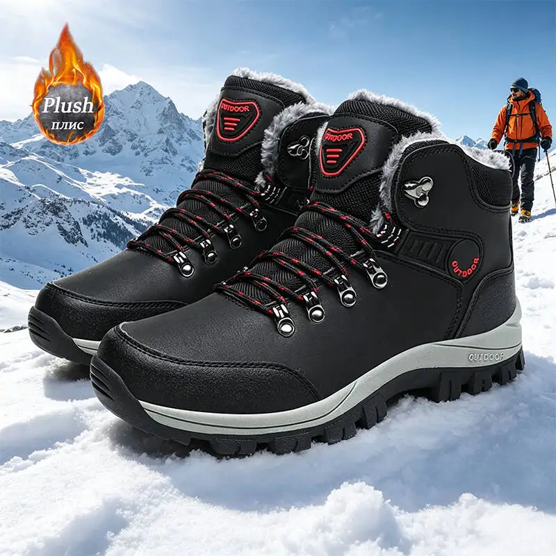 Winter Men Boots Microfiber Leather Snow Boots Man Plush Warm Causal Shoe Waterproof Men Boots Male Spring Ankle Boots 36-48
