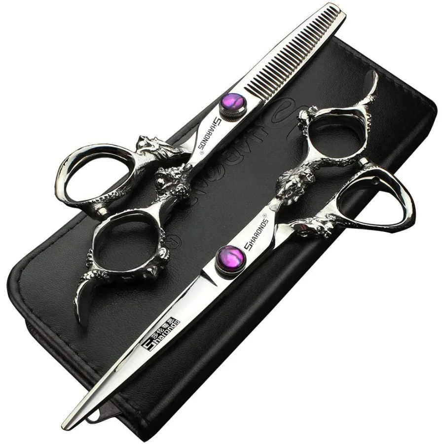 

6 Professional Hairdressing Scissors Set for Hair Clipper Household Stainless Steel Silver Color High Precision Cutting