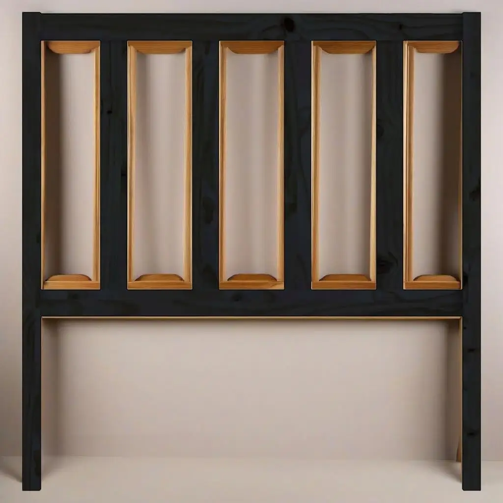 Black Solid Wood Pine Bed Headboard - 96x4x100 cm, Modern Design for Stylish Bedrooms