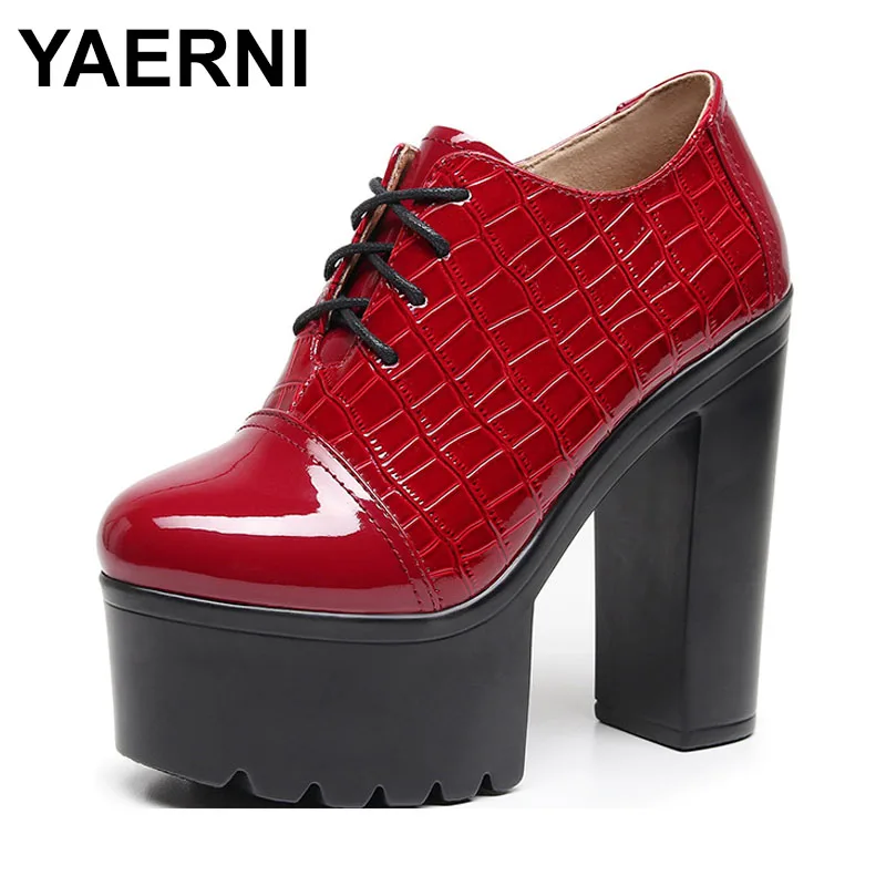 

14cm Small Size 32-43 Sexy Thick Bottom Chunky Platform Pumps Women Shoes Block High Heels Shoes Model