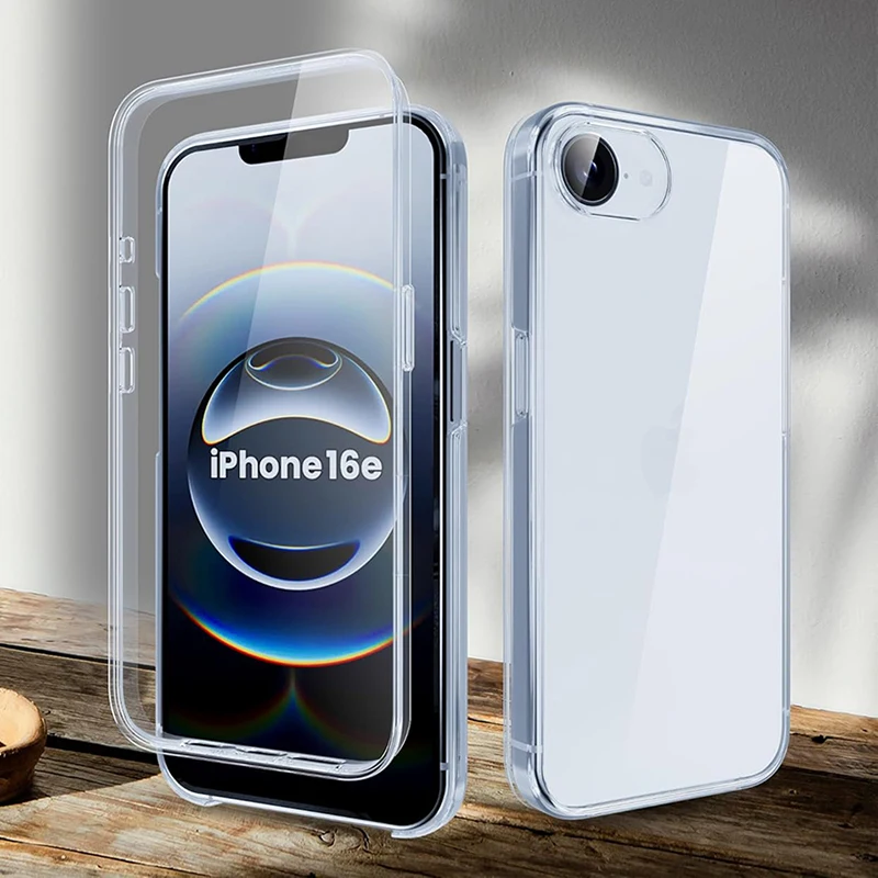 

360 Full Body Case For iPhone 16e 16 15 14 13 12 11 Pro Max Plus Mini Shockproof Clear Hybrid Hard PC Cover Silicone Shell Funda
