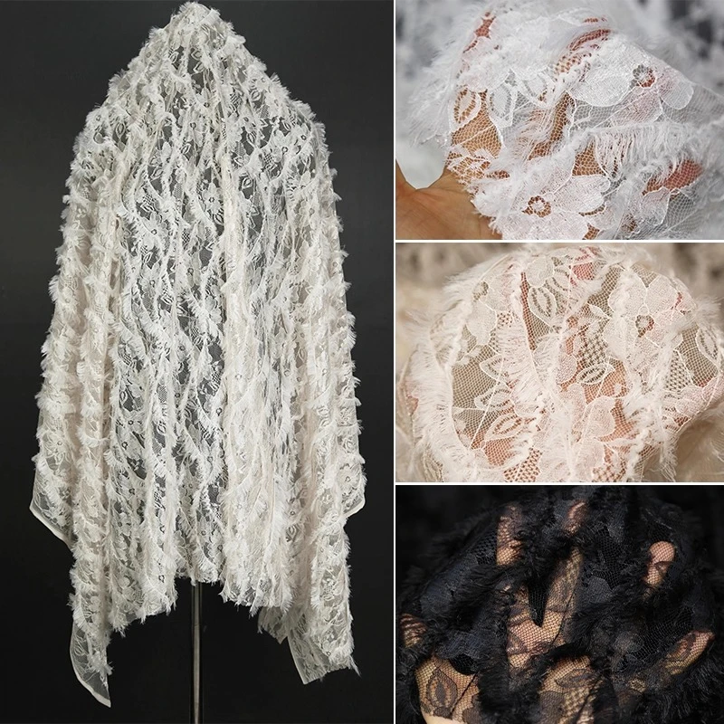 

Кружевная вышитая ткань с перьями, трехмерная полая сетка, вышивка, свадебное платье, вечернее платье, дизайнерская ткань