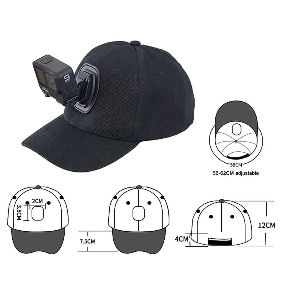 Adjustable Canvas Sun Hat Cap For Gopro Hero 12 11 10 9 8 7 6 5 4 3 Insta360 X3 X2 Eken SJCAM OSMO Sport Action Camera