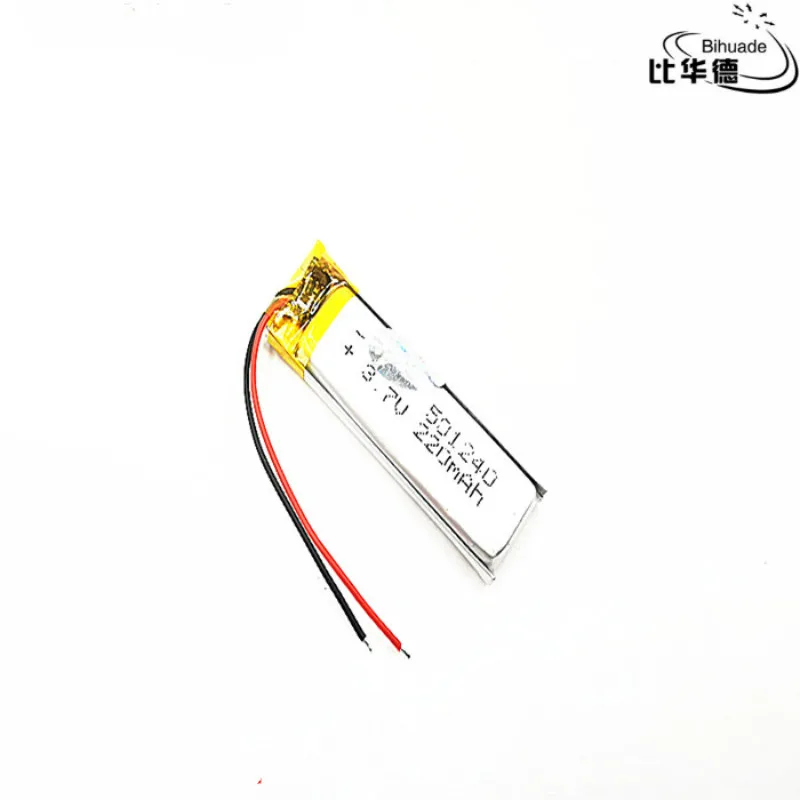 

10 pcs 3.7V 220mAh 501240 Lithium Polymer Li-Po Rechargeable Battery For Mp3 MP4 MP5 GPS headphone headset Bluetooth