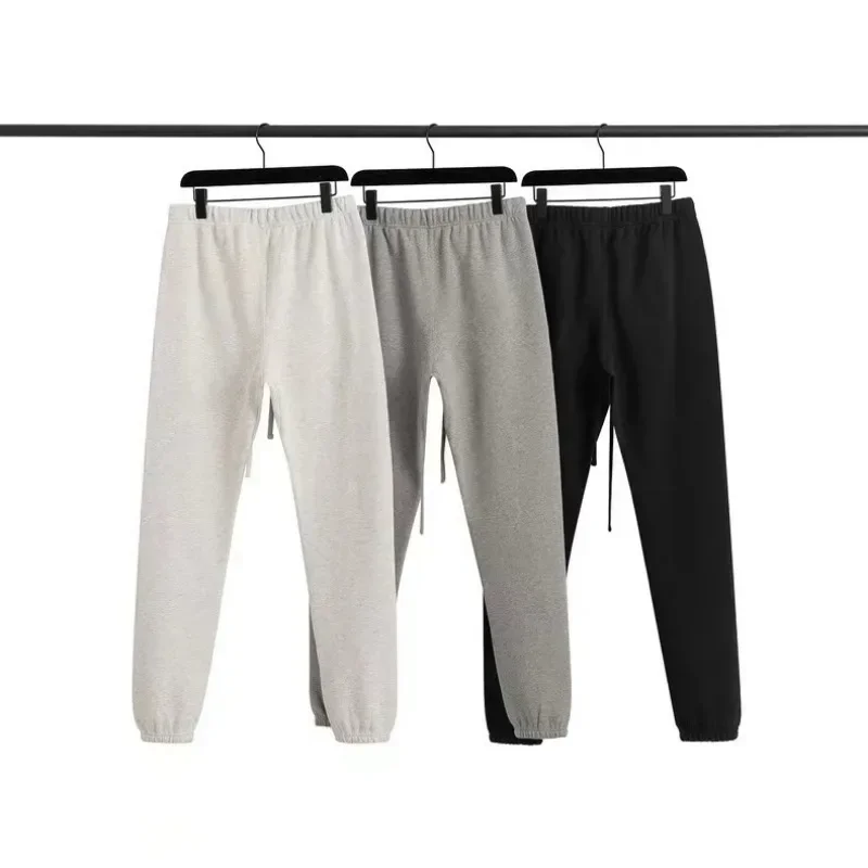 Pantalones informales para hombre temporada 8, diseño de lujo, dos filas, pantalones de chándal con logotipo de letra flocada, pantalones pitillo de algodón sueltos de alta calidad para hombre