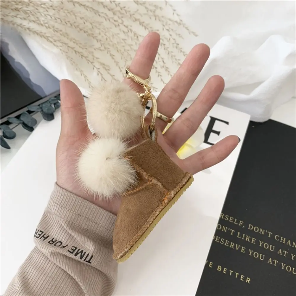 رائعة رقيق البسيطة التمهيد المفاتيح الثلوج الأحذية الأحذية شكل المنك الشعر دمية قلادة لطيف لينة سيارة كيرينغ حقيبة الديكور
