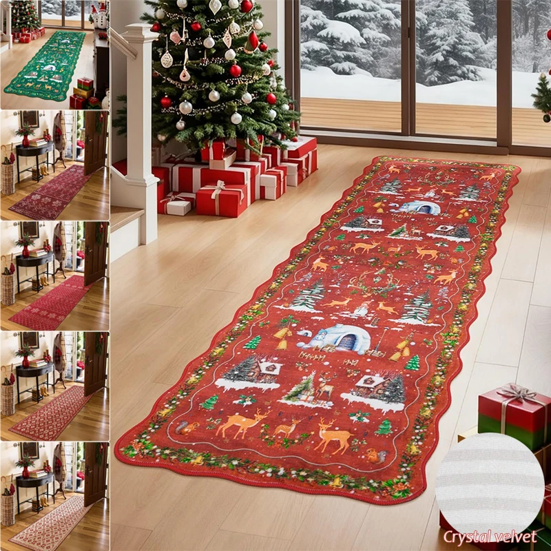 2026 retro decoração de natal corredor tapete antiderrapante pé lavável fácil de manter casa cozinha quarto tapete para sala