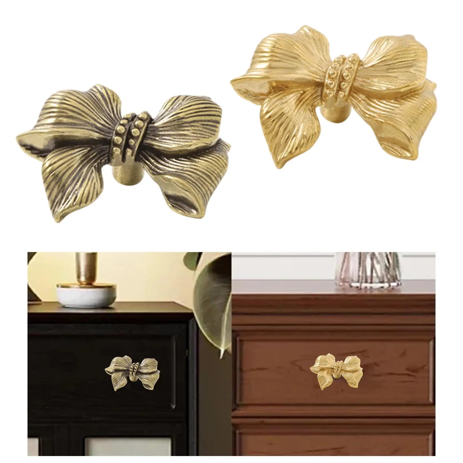 Bow Drawer Handle Metal Easy Installation Dresser Knob Single Hole Pull Handle for Closet Kitchen Bathroom Living Room Cupboard