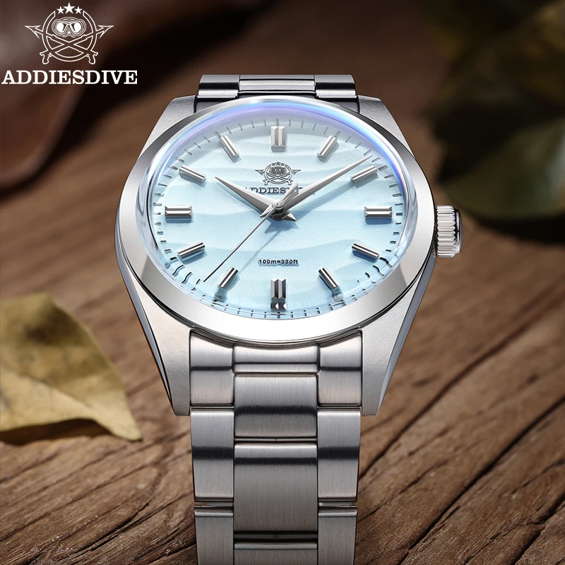 ADDIESDIVE 36mm Watch for Woman Top Brand Japan VH31 Quartz Stainless Steel 100m Waterproof Business Woman Wristwatch Diver