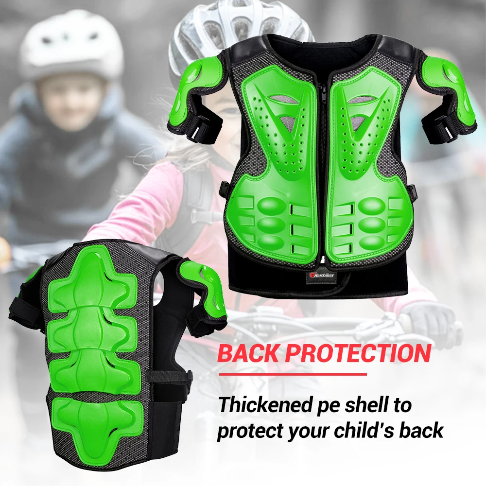 

HEROBIKER Kids Motorcycle Armor Suit Dirt Bike Gear Chest Motocross For Kids Chest Protective Gear Elbow Knee Pads Guards