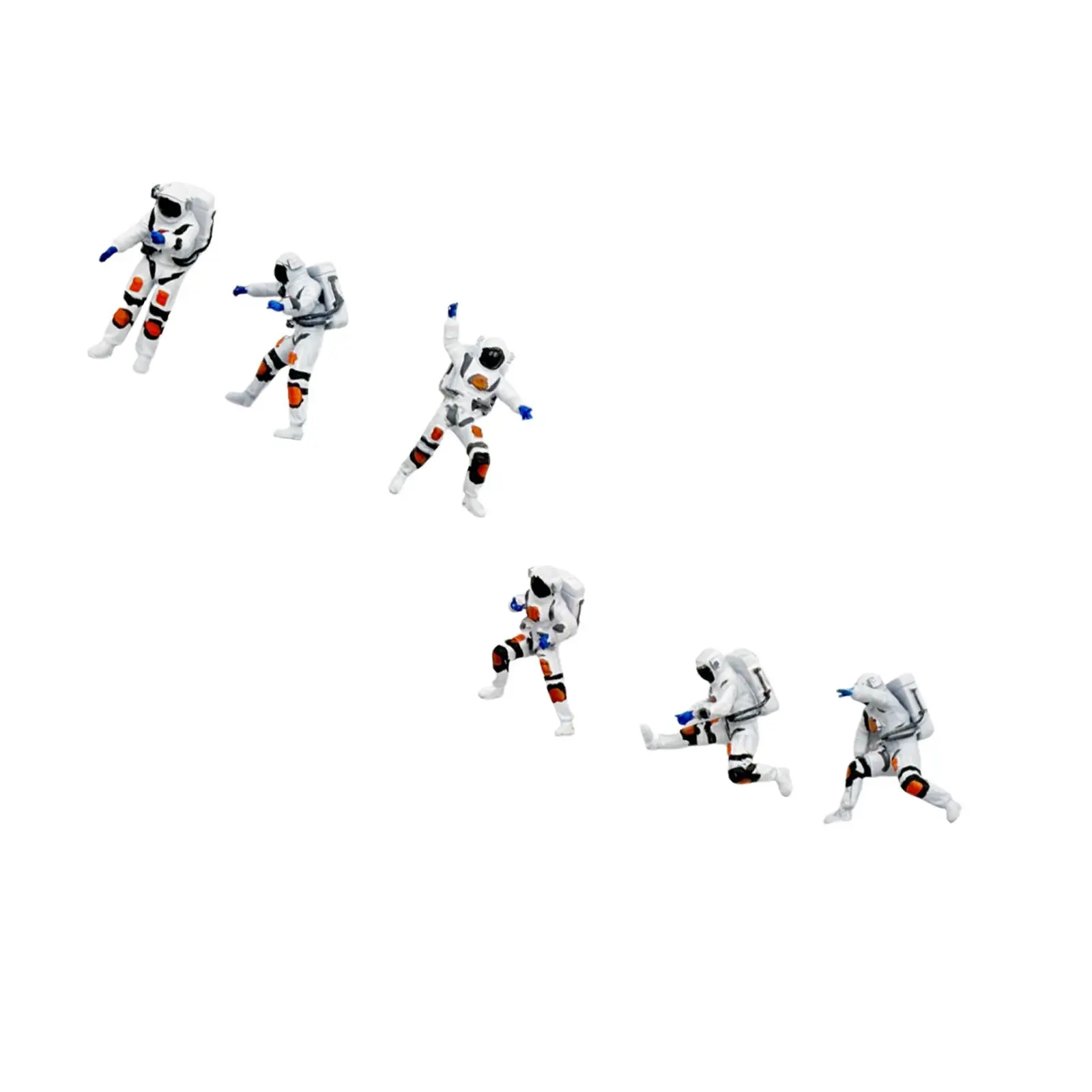 Astronaut Figure 1:64 Scale Craft Space Decor Set Cute Decorative Collectible Miniature Scene Layout Sculpture Astronaut Statue
