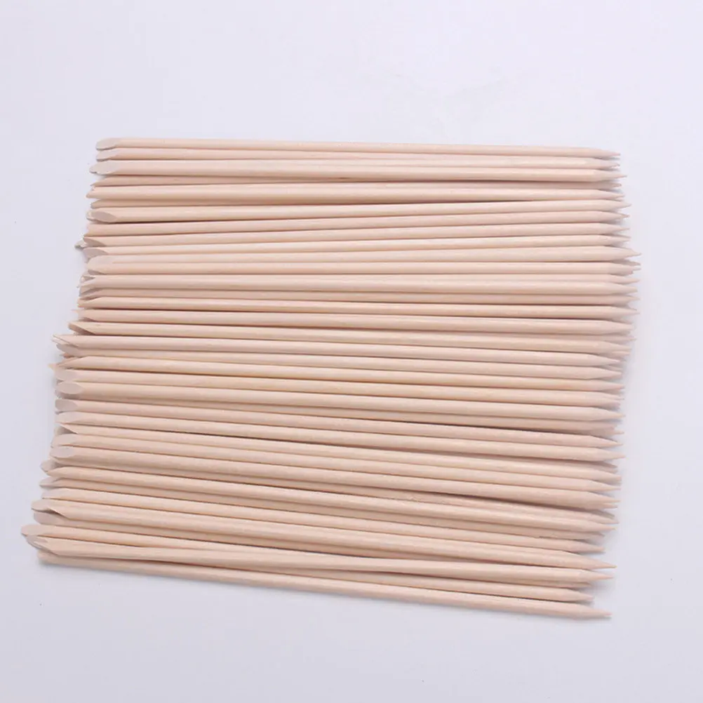 200Pcs Natural Wood Nail Art Sticks Double End Pointed Flat for Manicure Pedicure Cuticle Pusher Dead Skin Remover Nail Cleaner