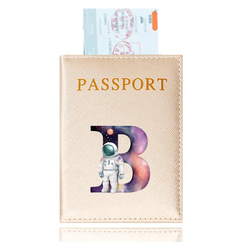 PU Leather Travel Passport Case Holder Multifunctional Travel Credit Card Wallet Print Astronaut Letter Sereis Protector Cover