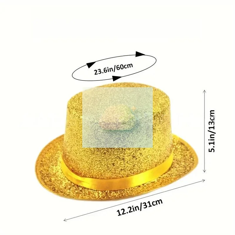 Glitter Top Hat Shiny Multicolor Party Headwear 1Pcs Lightweight Costume Accessory for Halloween Christmas Festive Events