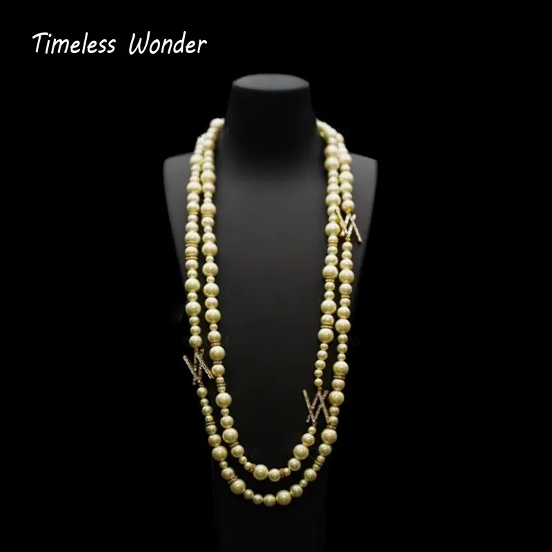 

Timeless Wonder Fancy Zircon Geo Glass Beaded Long Necklace Women Designer Jewelry Rare Top Trendy Classy Gift Versatile 2614