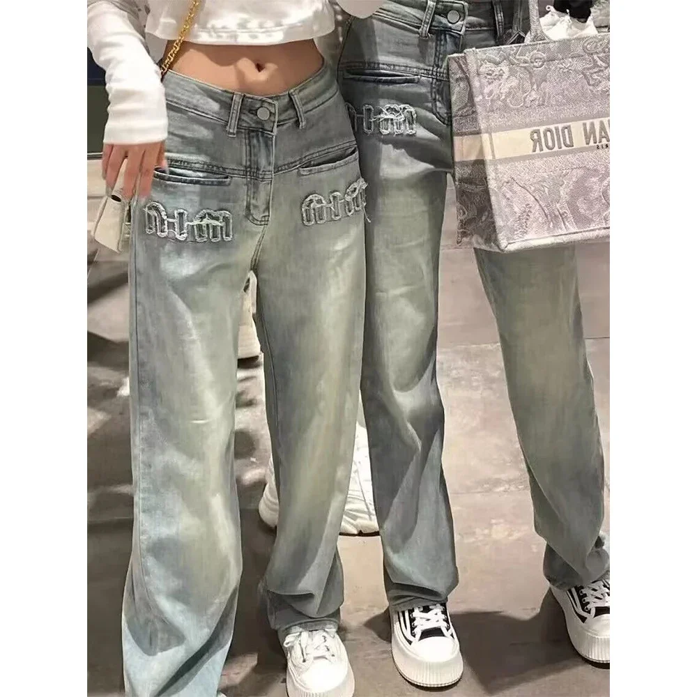 Vintage Jeans Woman High Waist Newjeans Streetwear Straight Leg Jeans Korean Fashion Denim Female Clothing Women's Pants