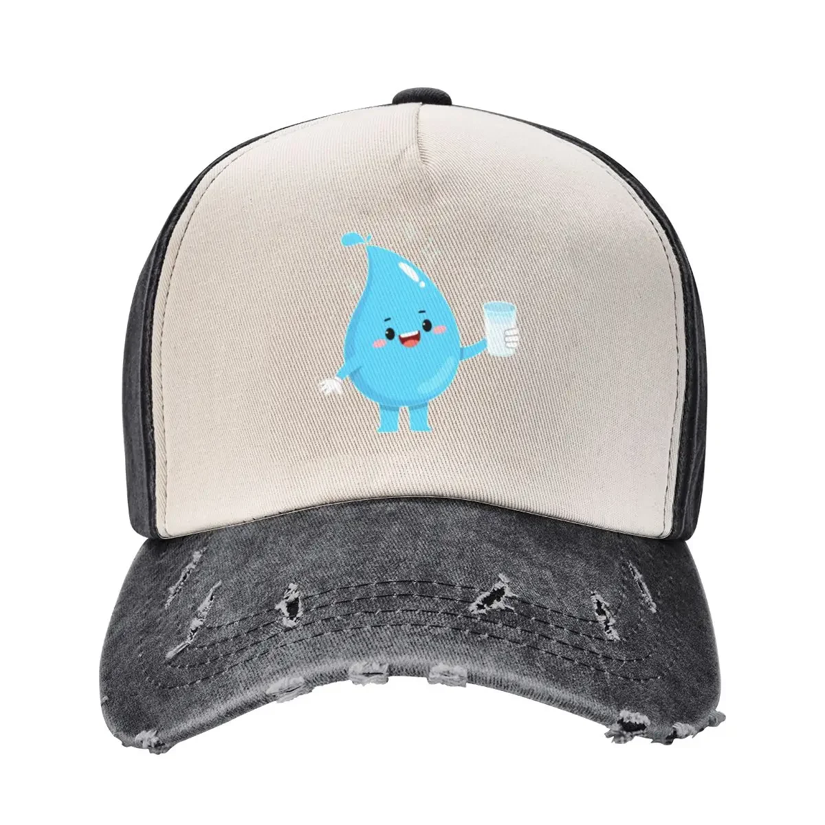 water drop cartoon with glass of water Baseball Cap Luxury Brand Sun Hat For Children Women's Beach Outlet 2025 Men's