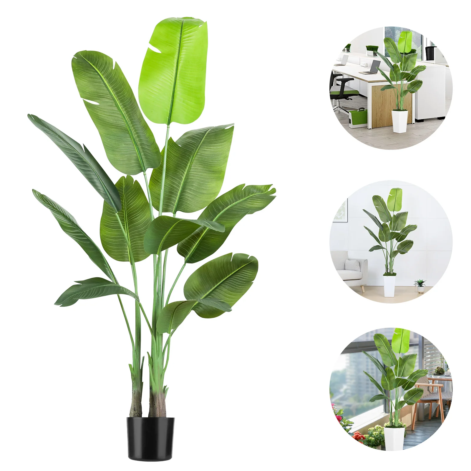 

Artificial Bird of Paradise Plants Faux Banana Tree Tropical Turtle Large Plastic Palm Leaf Fern Bushes Shrubs Office Home Decor