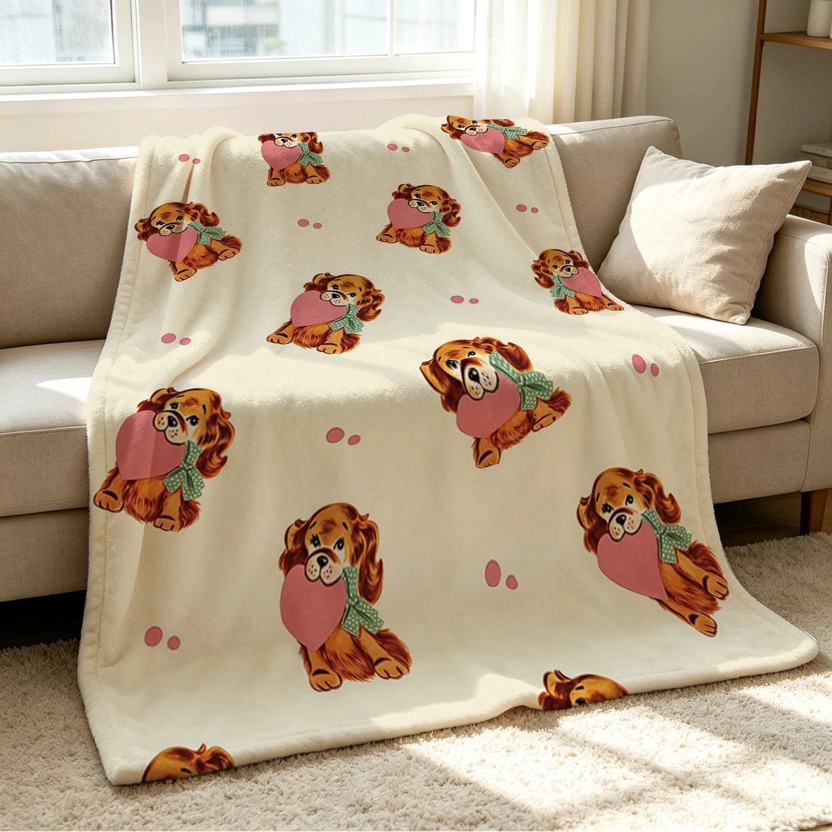 Puppy Blanket Soft Cozy Throw for Sofa Bed Festive Holiday Decor Gift for Kids and Adults,Lightweight and Warm