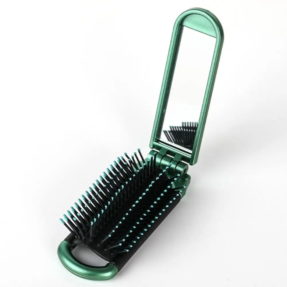 Portable 2 in 1 Folding Comb Mirror Set Simple Colorful Hair Brush With Mirror Comfortable Anti Static Massage Comb