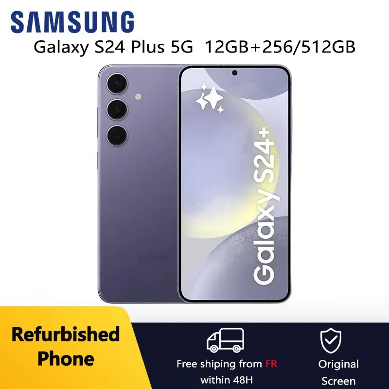 Samsung Galaxy S24 + S24 Plus 5G S926U1 reconditionné, 6.7 pouces, AMOLED d'origine, 12 go 256/512 go, NFC, téléphone portable Android débloqué Samsung Galaxy S24 + S24 Plus 5G S926U1 reconditionné, 6.7 pouces, AMOLED d'origine, 12 go 256/512 go, NFC, téléphone portable Android débloqué