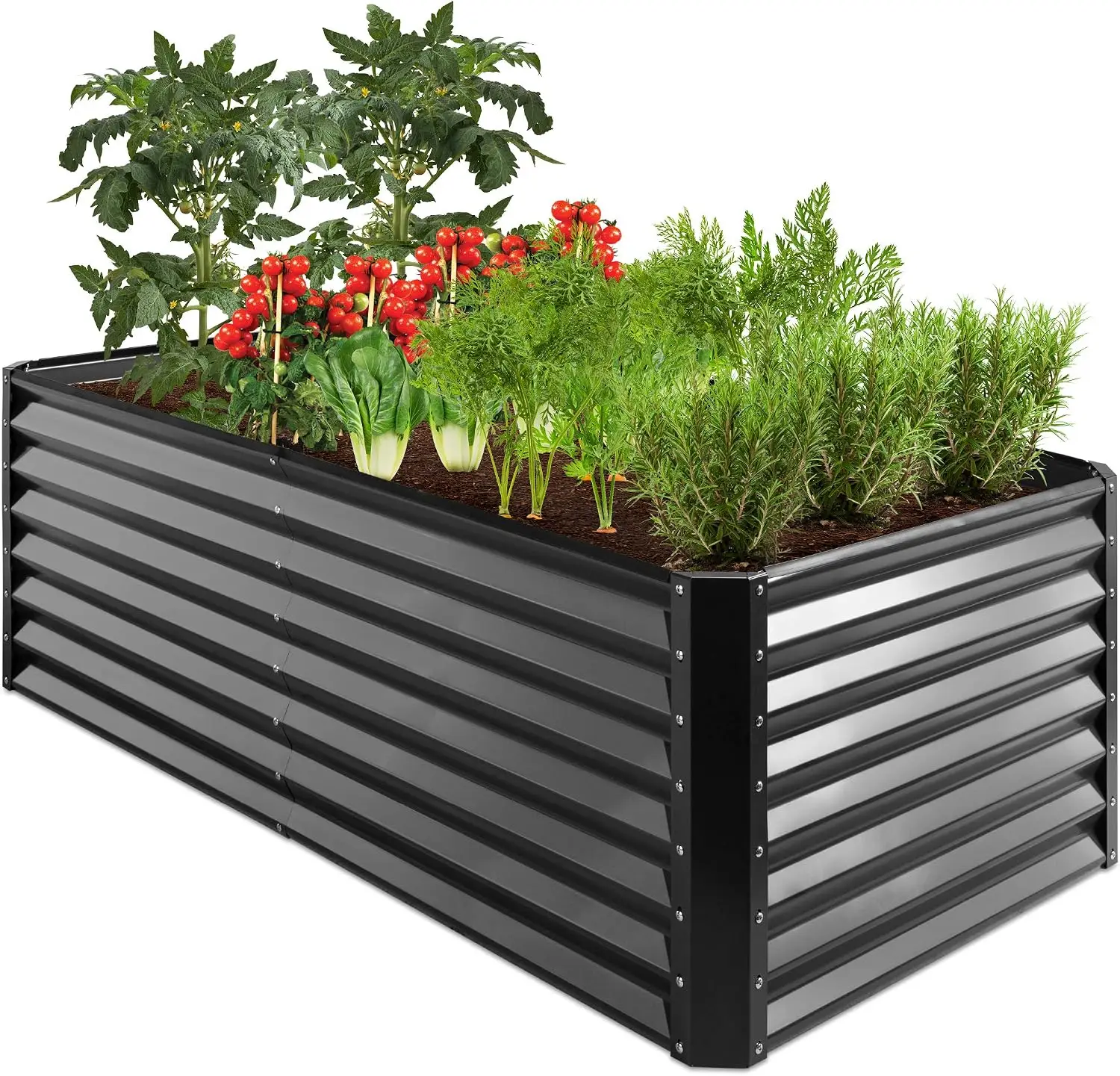 6x3x2ft Outdoor Metal Raised Garden Bed, Deep Root Box Planter for Vegetables, Flowers, Herbs, 269 Gallon Capacity, 100% Non Toxic Materials - Gray