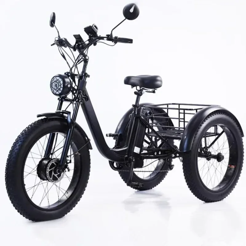 Electric Bicycle 24-Inch Tire Aluminum Alloy Electric Power Tricycle Basket Pedal Variable Speed Adult Outdoor Leisure E-bicycle