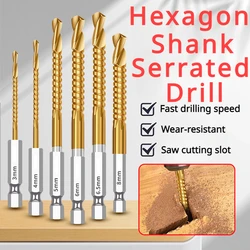 3/6Pcs Multifunction Drill Bits for Wood Hex Shank Metal Drill Bit Titanium Auger Punch Tools Hole Saw Kit Professional Drills
