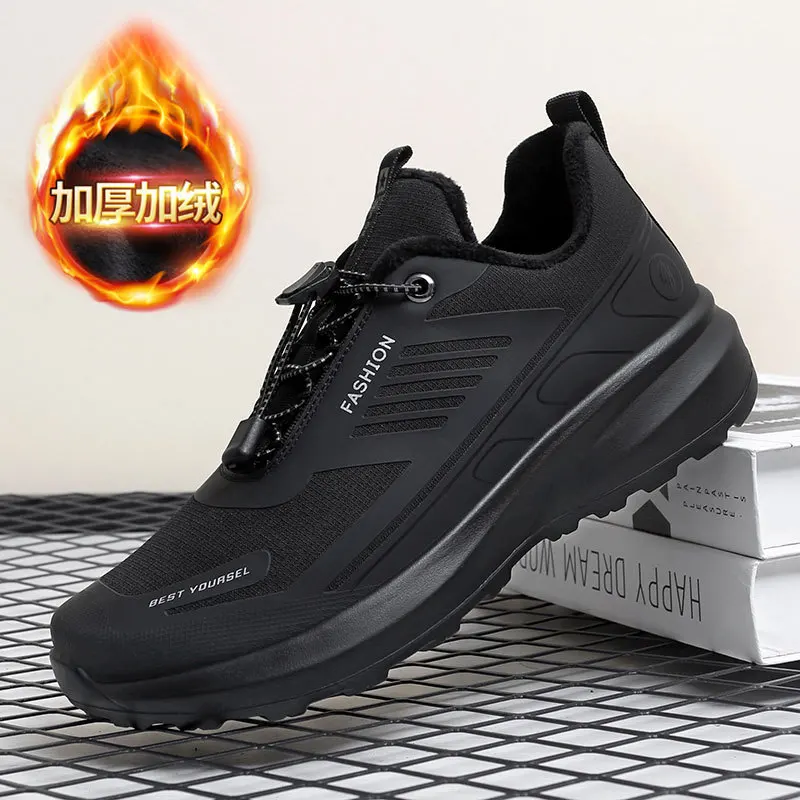

Осенне-зимняя уличная походная повседневная обувь на мягкой подошве на флисовой подкладке для мужчин, модная спортивная обувь без завязок для путешествий