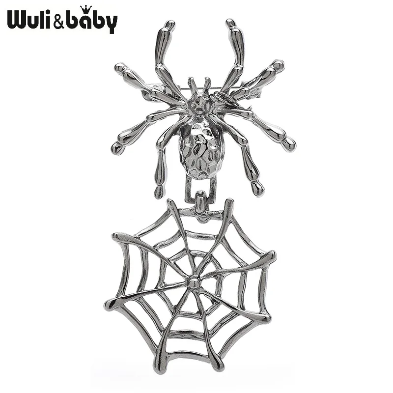 Wuli&baby Cute Net And Spider Brooches Pins For Women Unisex 2-color Alloy Insects Party Casual Brooch Pins Gifts